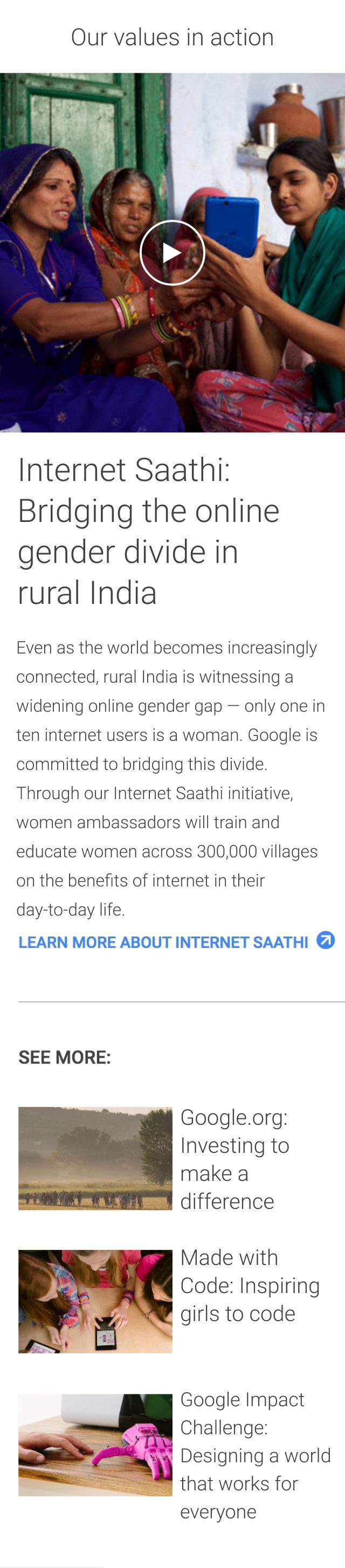 About.google article overlay on mobile, scrollable
