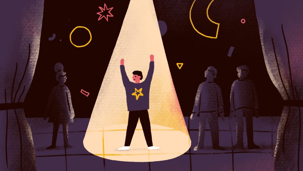 Illustration: a hand holding three small people