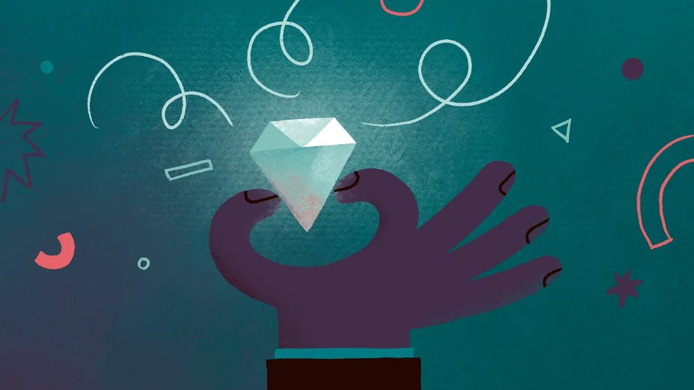 Illustration: two hands cradling a glowing diamond