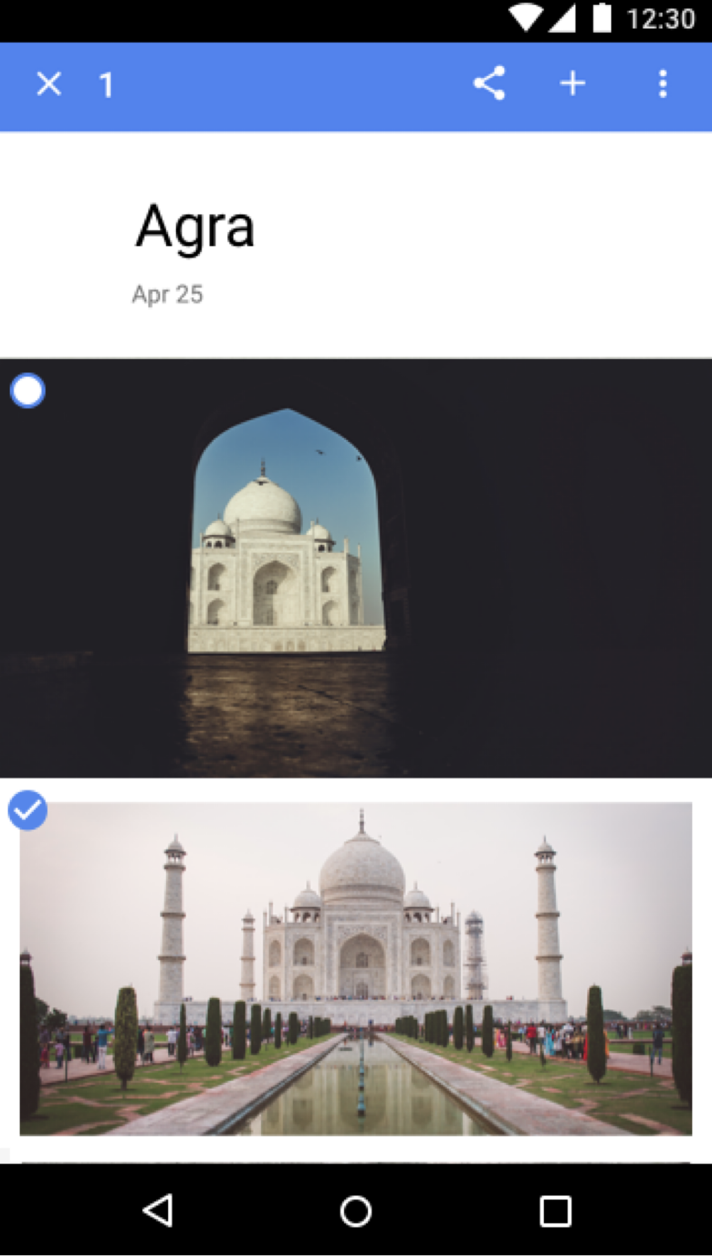 The Agra trip in Google Photos, ready to reorder by hand