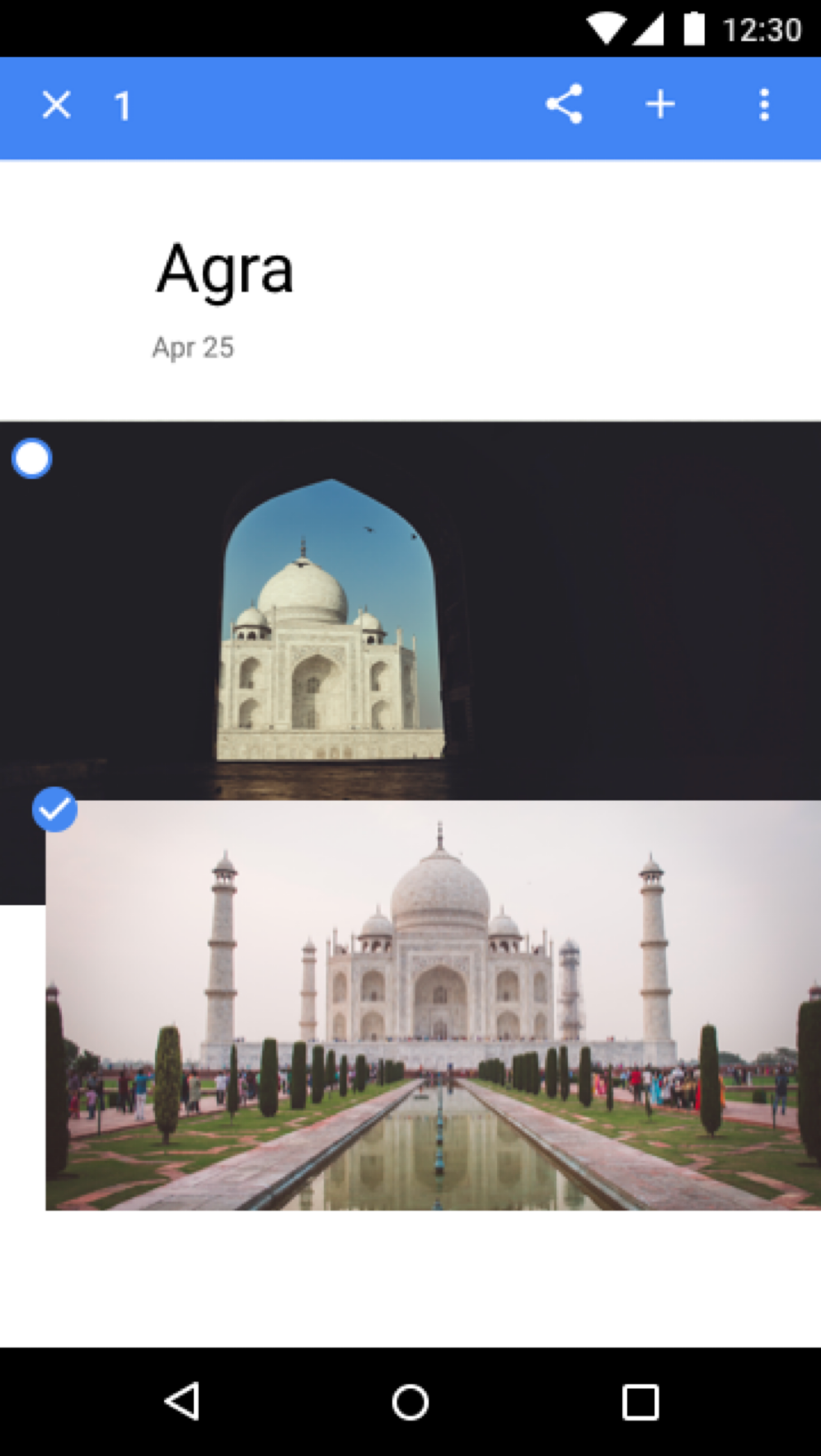 Dragging a photo in the Agra trip into a new position